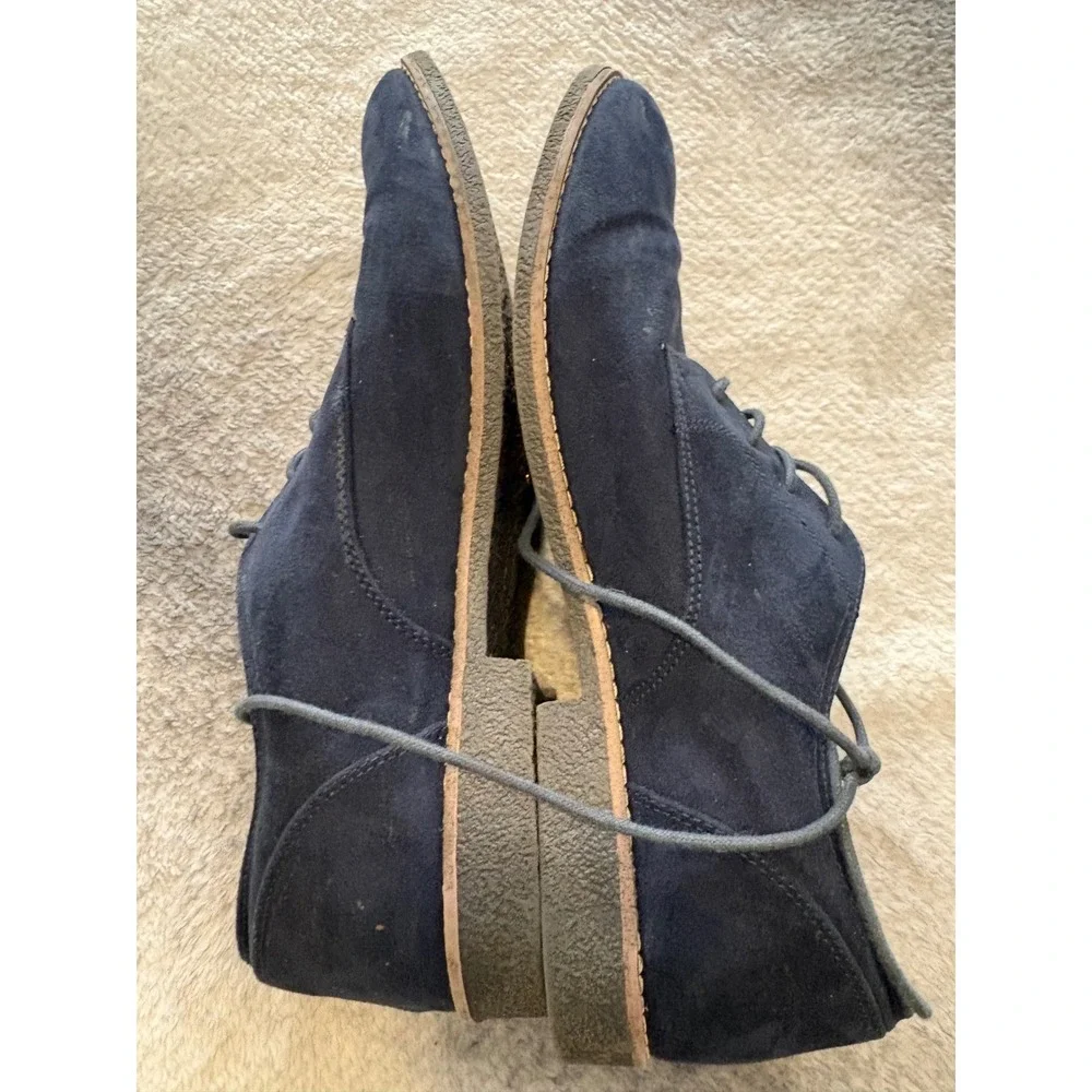 H&M Mens Navy Blue Faux Suede Derby Lace Up Dress Shoes Size 44‎ US 10.5 11